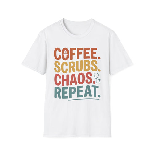 Coffee Scrubs Chaos Repeat T-Shirt